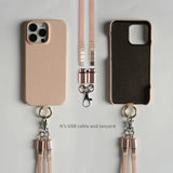 Luxury USB Charging Cable Genuine Leather Case For iPhone