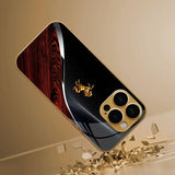 Golden Horse Pattern Gold Metallic Paint Glass Case For iPhone