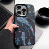 Ocean Shark Whale Pattern Leather Texture TPU Case For iPhone