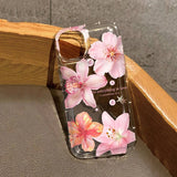 Pink Trumpet Flower Transparent Shockproof Soft TPU Phone Case For IPhone