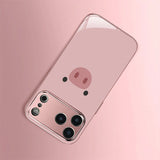 Cute Pink Pig Pattern Metallic Tempered Glass Case For iPhone