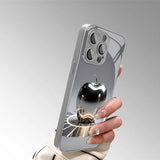 Metallic Gloss Silver For Apple Pattern Glass Case For iPhone