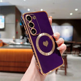 Love Heart Plating Magnetic Case For Samsung Galaxy