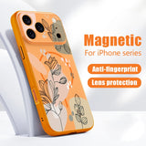 White Magnolia Flower Pattern Magnetic Case For iPhone