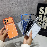 Luxury Two Tone Border Transparent Strong Magnetic Case for IPhone