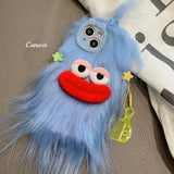 Korean Funny Fluffy Plush Monster Case For iPhone