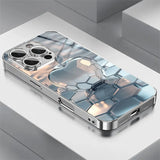 Honeycomb Silver For Apple Pattern Tempered Glass Case For iPhone