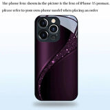 Purple Black Sparkle Curve Starlight Tempered Glass Phone Case For iPhone