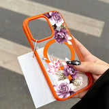Lavender Pink Floral Print For Magnetic Phone Case for iPhone