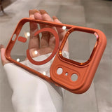 Transparent for Magnetic Acrylic Camera Control Buttons Armor Case For iPhone