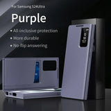 Leather Card Solt Pocket Smart Display LED Transparent Window Case for Samsung
