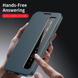 Smart Leather Window View Touch Display Flip Shell Case for Samsung