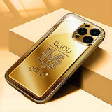 Gold Bar Letters Pattern Gold Paint Glass Case For iPhone