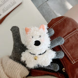 3D Cute West Highland Dog Fluffy Plush Phone Case For iPhone