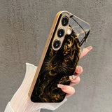 Affordable Luxury Tiger-Stripe Gold-Foil Tempered Glass Shockproof Phone Case For Samsung