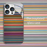 Colorful Stripes Pattern Tempered Glass Case For iPhone