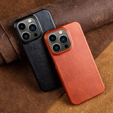 Oil Wax Luxury Genuine Leather Case For iphone