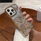3D Bling Glitter Butterfly Quicksand Gradient Phone Case For iPhone