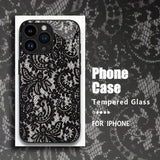 Black Lace Style Cool Girl Pattern Glass Case For iPhone