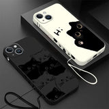 Cute Cartoon Black Cat Silicone Case for iPhone