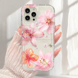 Pink Trumpet Flower Transparent Shockproof Soft TPU Phone Case For IPhone