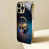 Cool Golden Scorpion Pattern Gold Metallic Paint Tempered Glass Case For iPhone