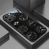 Aviation Instrument Pattern Tempered Glass Case For iPhone