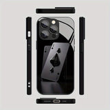 Stylish Poker Pattern Tempered Glass Black Phone Case For iPhone