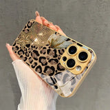 Leopard Butterfly Sphere Print Tempered Glass Case For iPhone