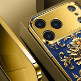 Jewelry Art Decoration Pattern Gold Metallic Paint Glass Phone Case For iPhone