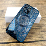 Mechanical Drawing Transparent Plating Case For iPhone
