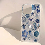 Cute pink starfish, jellyfish and crab pattern case for iPhone