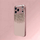 Minimalist Elegant Golden Dust Metallic Paint Glass Phone Case For iPhone