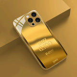 Gold Bullion Pattern Gold Metallic Paint Glass Phone Case For iPhone