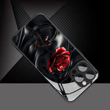 Abstract Red Rose Pattern Tempered Glass Case For iPhone