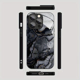 Black Marble Gradient Pattern Tempered Glass Case For iPhone