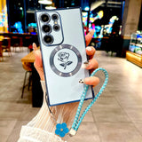 Plating TPU Rose Magnetic Case For Samsung Galaxy