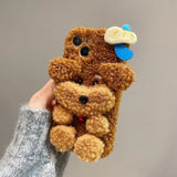 Cute Teddy Fluffy Fur Warm Phone Cases For iPhone