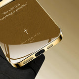 Minimalist Letters Pattern Gold Metallic Paint Glass Case For iPhone