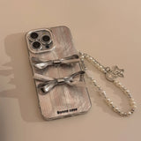 3D Silver Bowknot Phone Case For iPhone