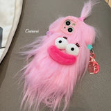 Korean Funny Fluffy Plush Monster Case For iPhone