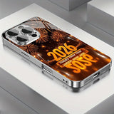 New Year 2026 Pattern Tempered Glass Electroplated Case For iPhone