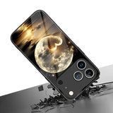 Artistic Love Moon Pattern Tempered Glass Phone Case For iPhone