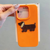Korean Cute 3D Cartoon Embroidery Dog Phone Case For iPhone