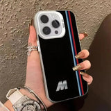 Striped letter M pattern phone case for iPhone