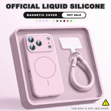 Magnetic Wrist Strap Liquid Silicone Phone Case For iPhone