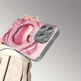 Pink Sparkling Diamond For Apple Print Glass Electroplated Case For iPhone