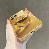 Gold Diamond Crystal For Apple Paint Glass Case For iPhone