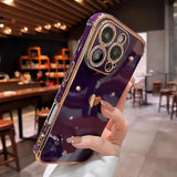 Plating Heart Laser Aurora Matte Case For iPhone