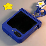 Ins Simple Solid Color Phone Case with Flower Hand Strap for Samsung Galaxy Z Flip